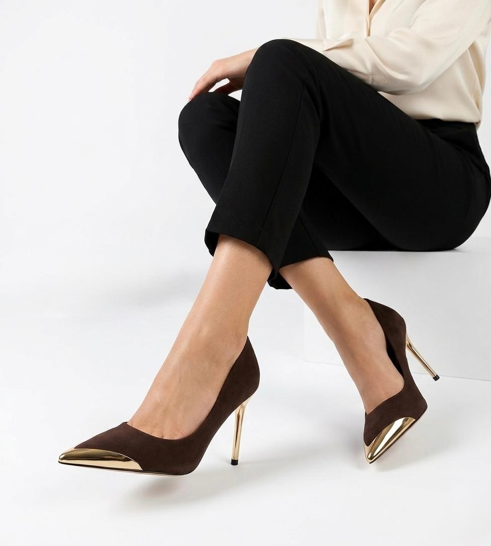 Alis Kahverengi Saten Stiletto Ayakkabı