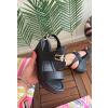 Gitay Siyah Cilt Dolgu Topuk Sandalet