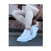 WG032 Beyaz Bağcıklı Sneakers  Yarım Bilek Bot