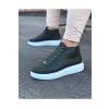 WG032 Haki Bağcıklı Sneakers  Yarım Bilek Bot