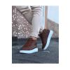 WG032 Taba Bağcıklı Sneakers  Yarım Bilek Bot